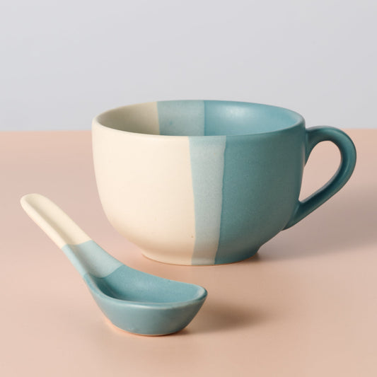 Pheeka Striped Jumbo Mug with Spoon